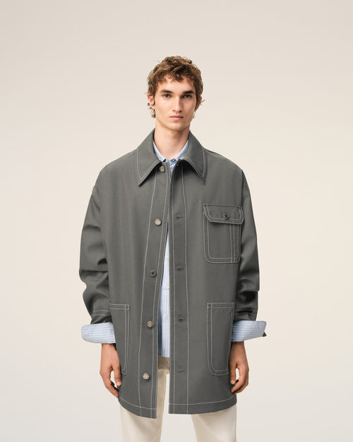 Chaqueta de trabajo de lana virgen gris - Hombre - 3 - AMI Paris - Ami Paris