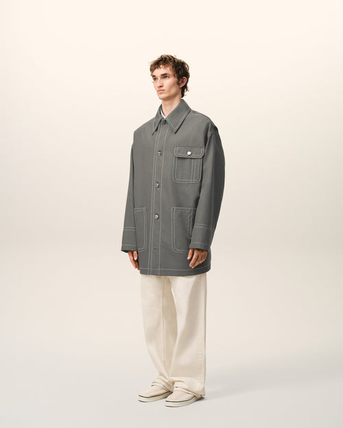 Chaqueta de trabajo de lana virgen gris - Hombre - 5 - AMI Paris - Ami Paris