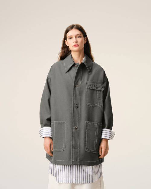 Grey New Wool Worker Jacket - 9 - Ami Paris