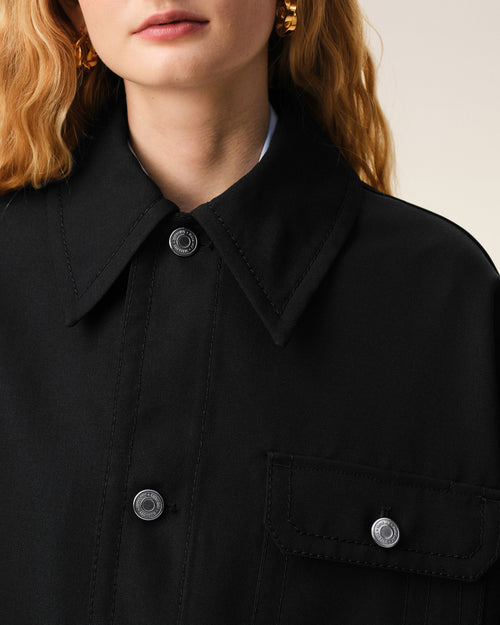 Chaqueta Worker de lana virgen negra - Mujer - 11 - AMI Paris - Ami Paris