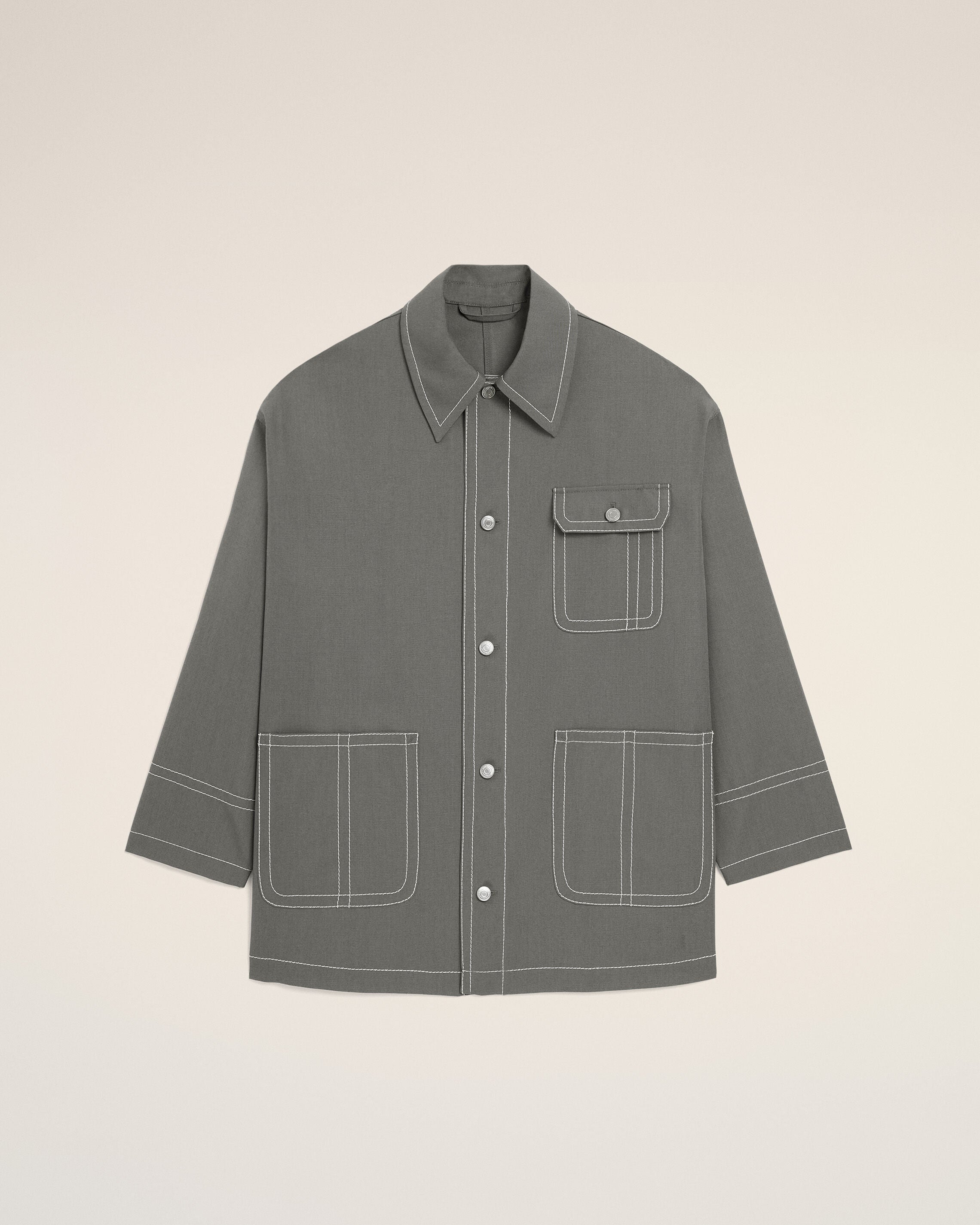 Chaqueta de trabajo de lana virgen gris - 6