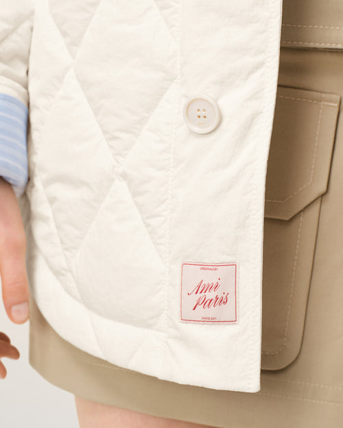 White Nylon Padded Buttoned Jacket - 10 - Ami Paris
