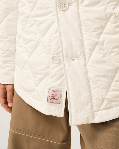 White Nylon Padded Buttoned Jacket - Man - 4 - AMI Paris - Ami Paris