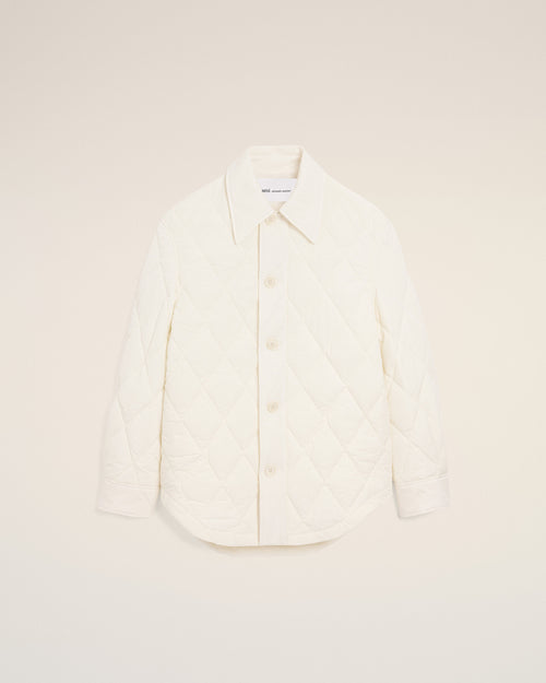 White Nylon Padded Buttoned Jacket - 2 - Ami Paris