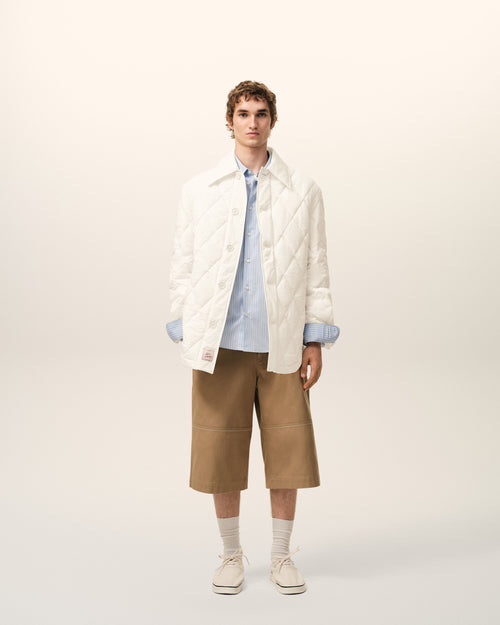 Veste Blanche Boutonnée Rembourrée en Nylon - 1 - Ami Paris