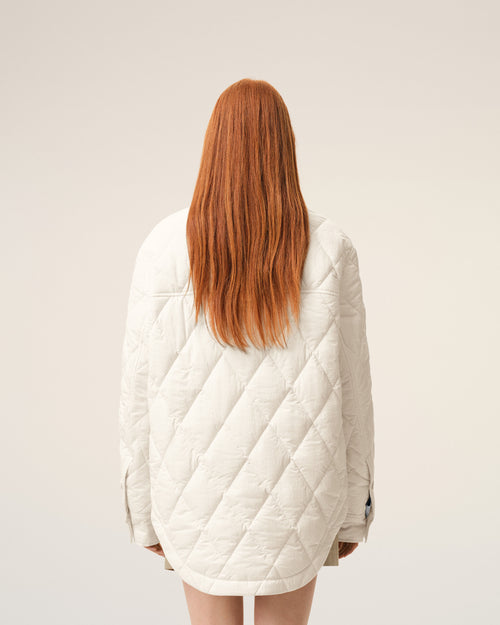 White Nylon Padded Buttoned Jacket - 11 - Ami Paris