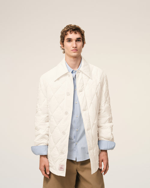 Chaqueta acolchada blanca abotonada de nailon - 3 - Ami Paris