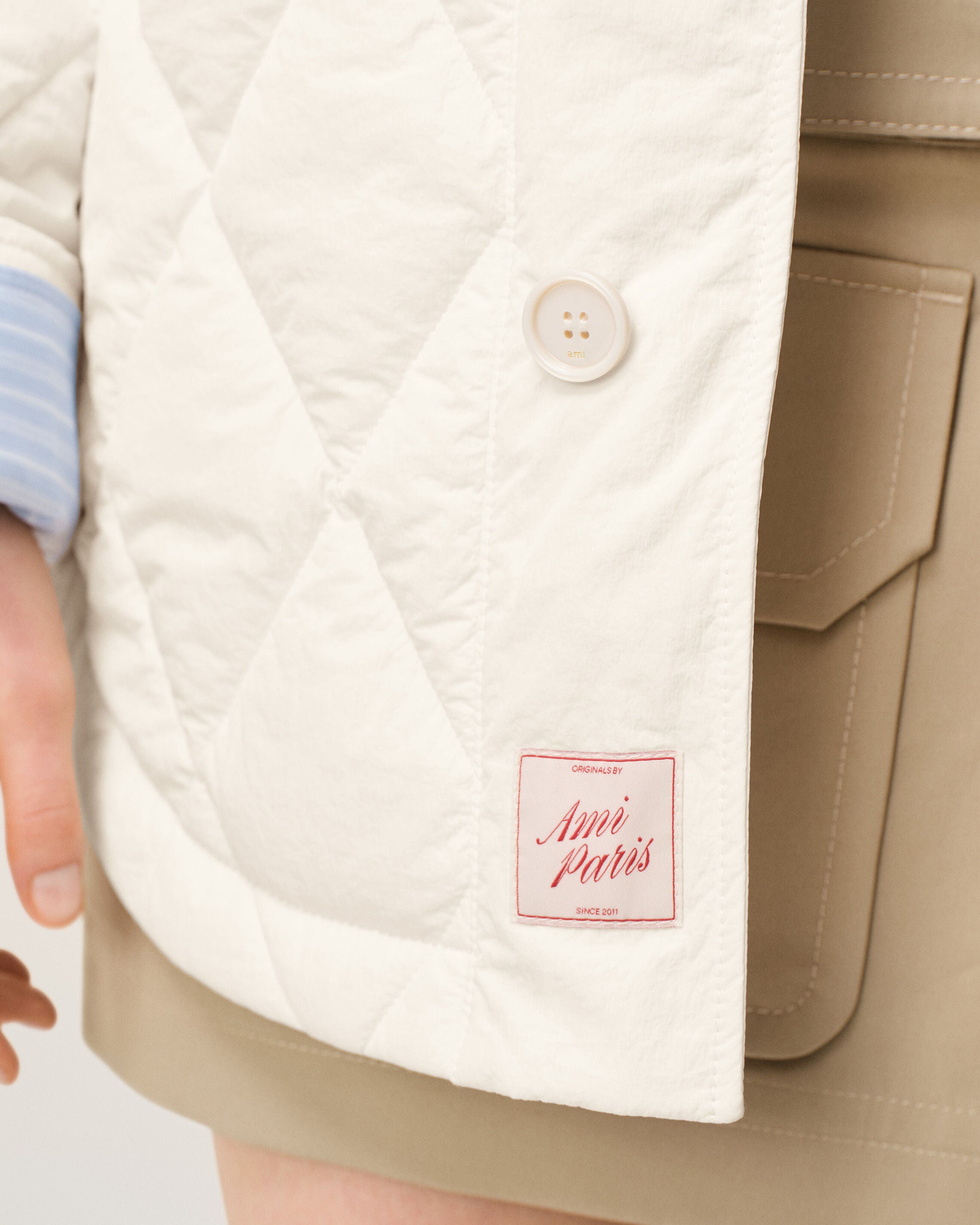 White Nylon Padded Buttoned Jacket - 9