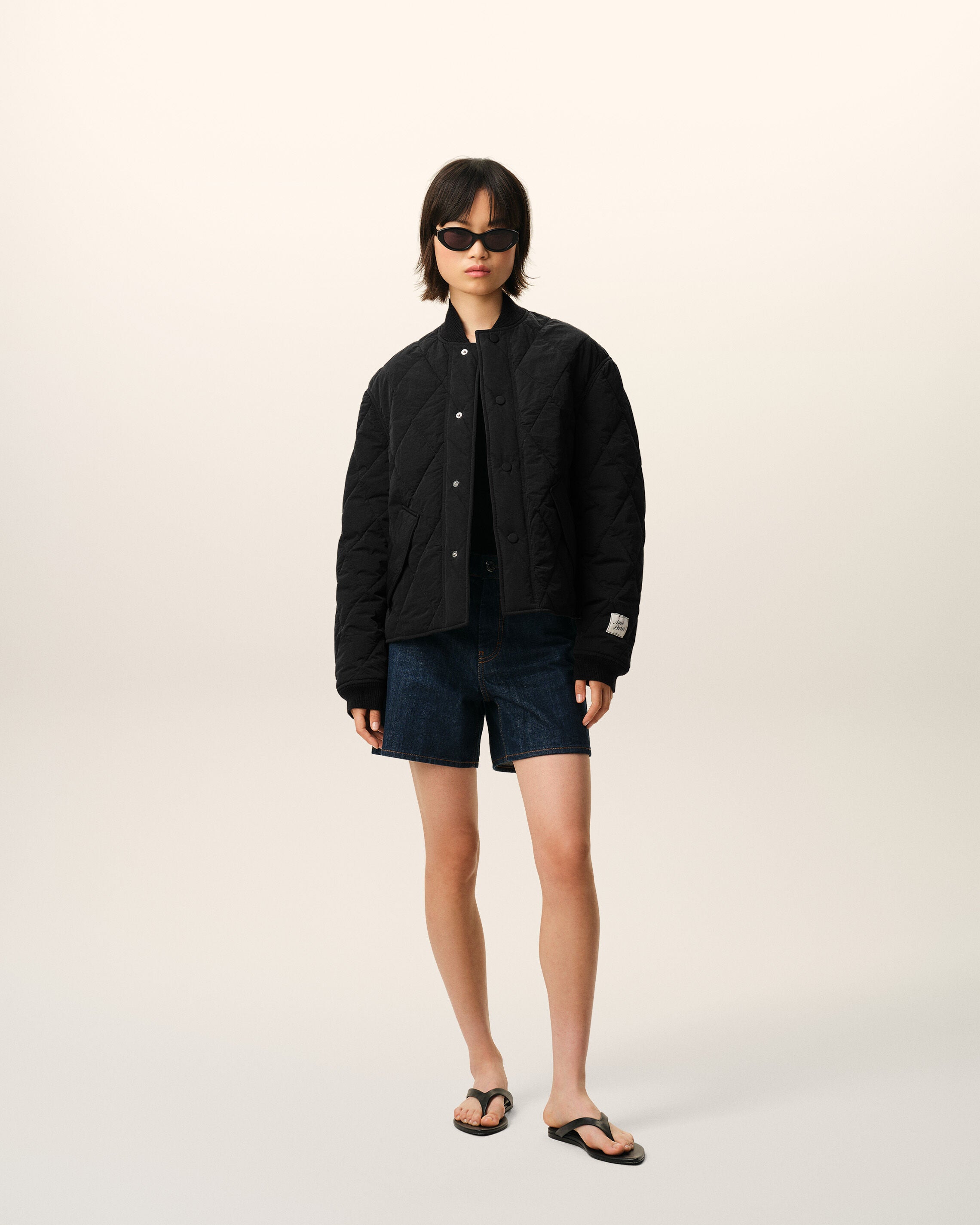 Chaqueta acolchada de nailon negro - 8