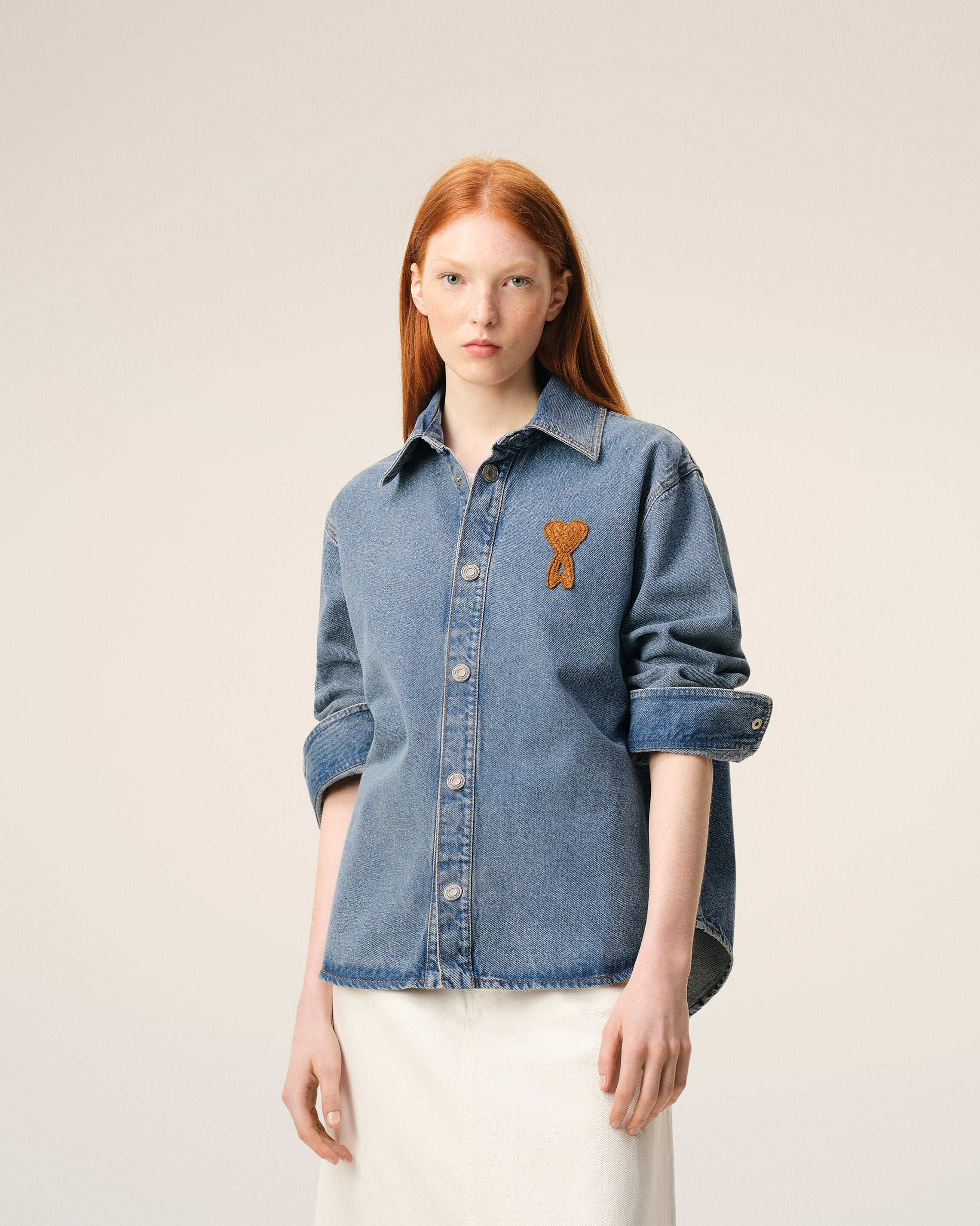 Blue Cotton Knitted Ami De Coeur Overshirt  - 9