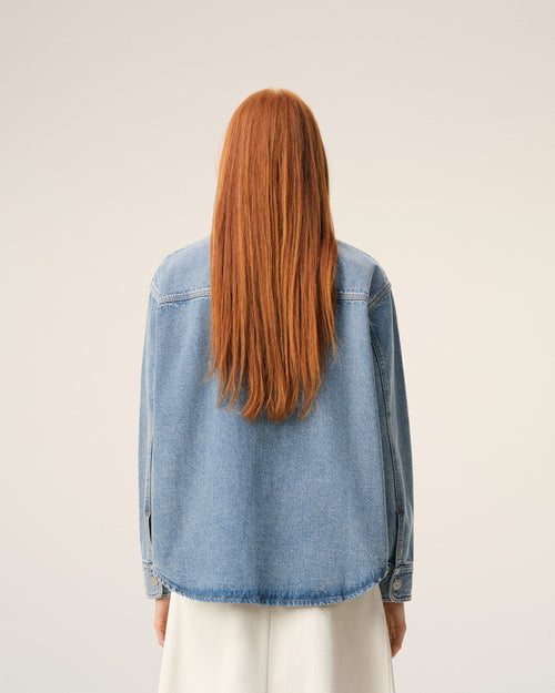 Blue Cotton Knitted Ami De Coeur Overshirt  - Woman - 11 - AMI Paris - Ami Paris