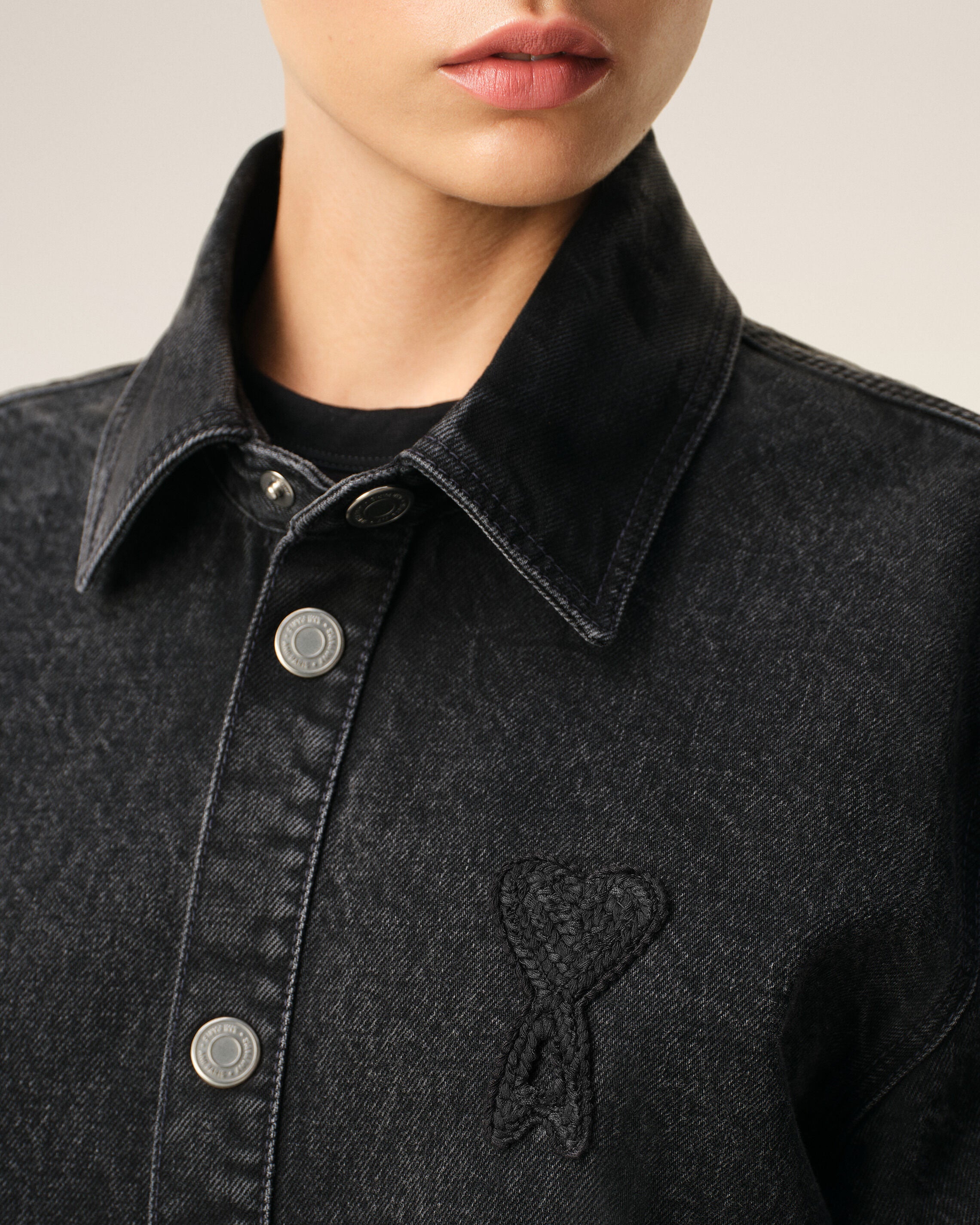 Black Cotton Knitted Ami De Coeur Overshirt - 10
