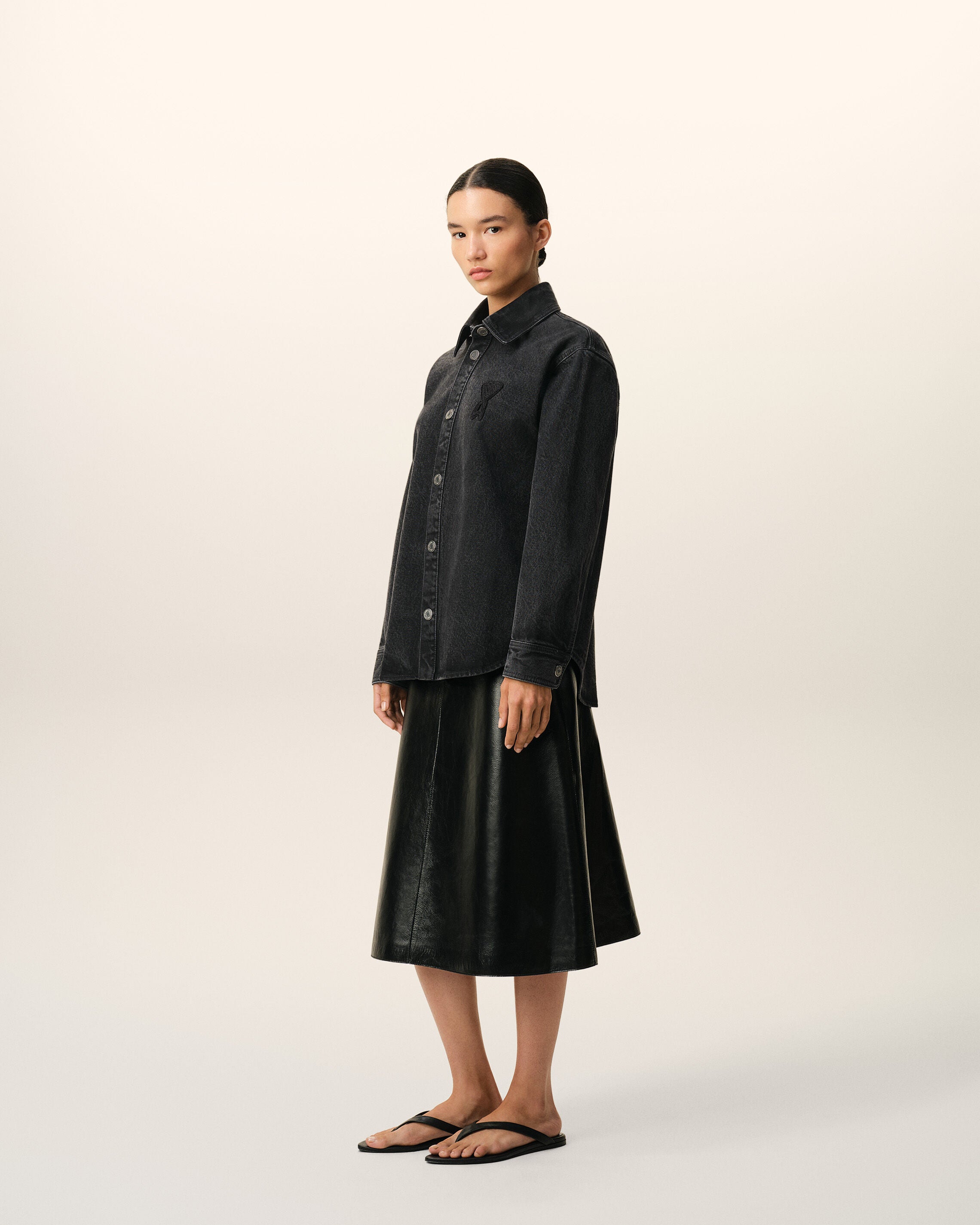 Black Cotton Knitted Ami De Coeur Overshirt - 12