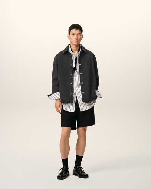 ブラック コットンニットAmi De Coeur  オーバーシャツ - 2 - Ami Paris