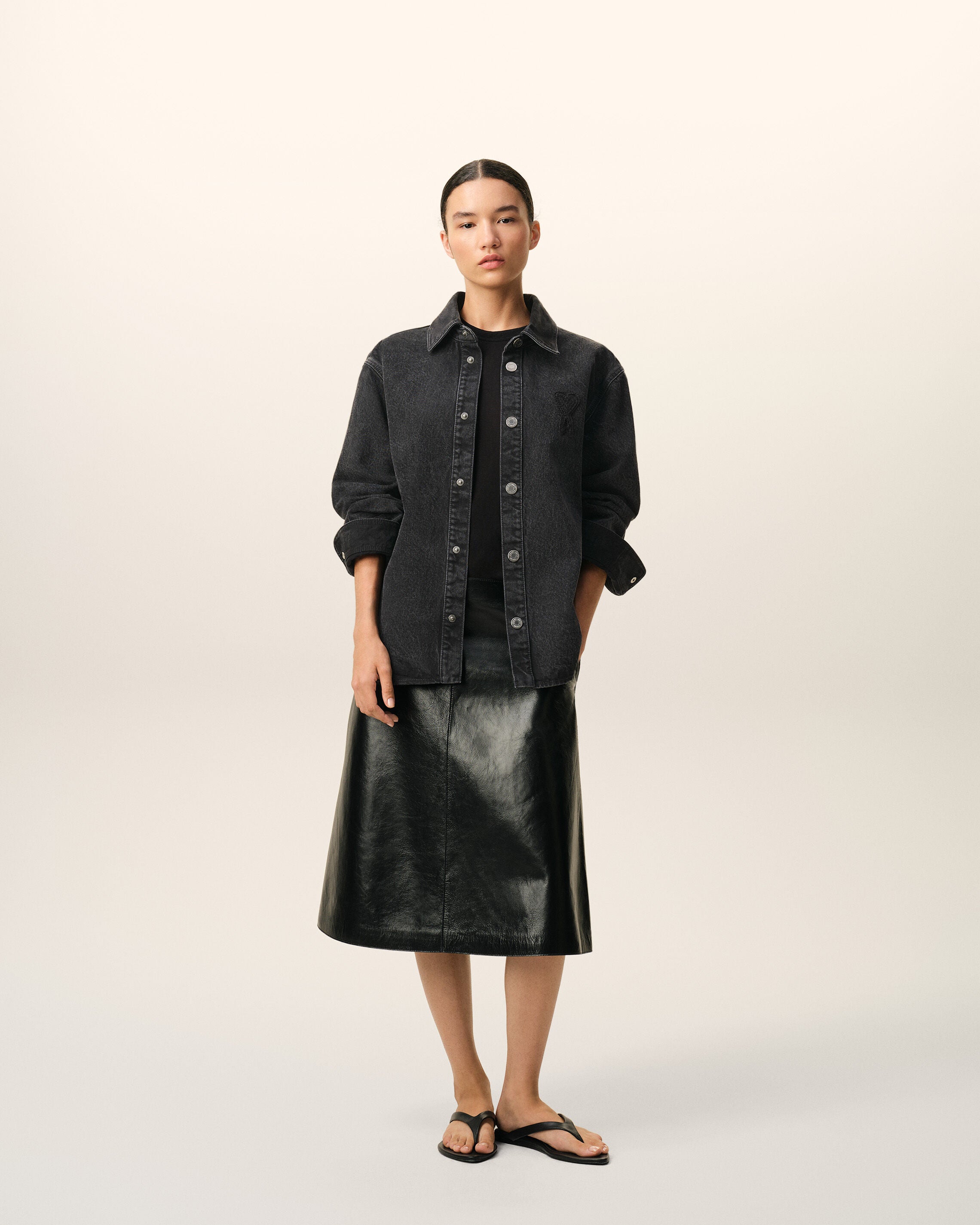 Black Cotton Knitted Ami De Coeur Overshirt - 8