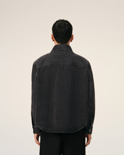 Black Cotton Knitted Ami De Coeur Overshirt - Man - 5 - AMI Paris - Ami Paris