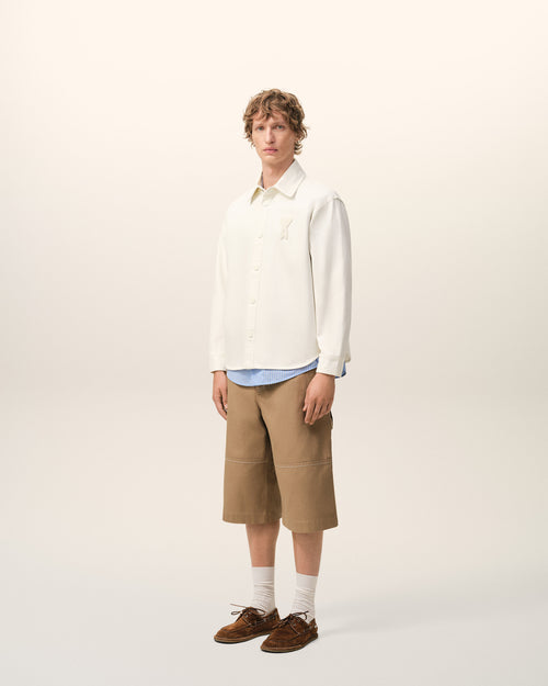White Cotton Knitted Ami De Coeur Overshirt - Man - 6 - AMI Paris - Ami Paris