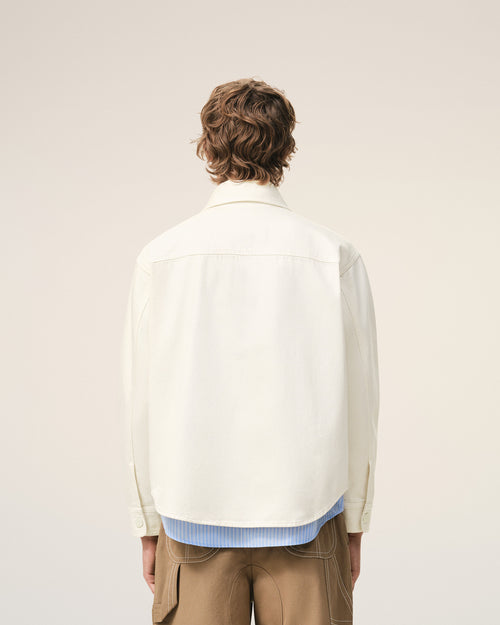 White Cotton Knitted Ami De Coeur Overshirt - Man - 5 - AMI Paris - Ami Paris