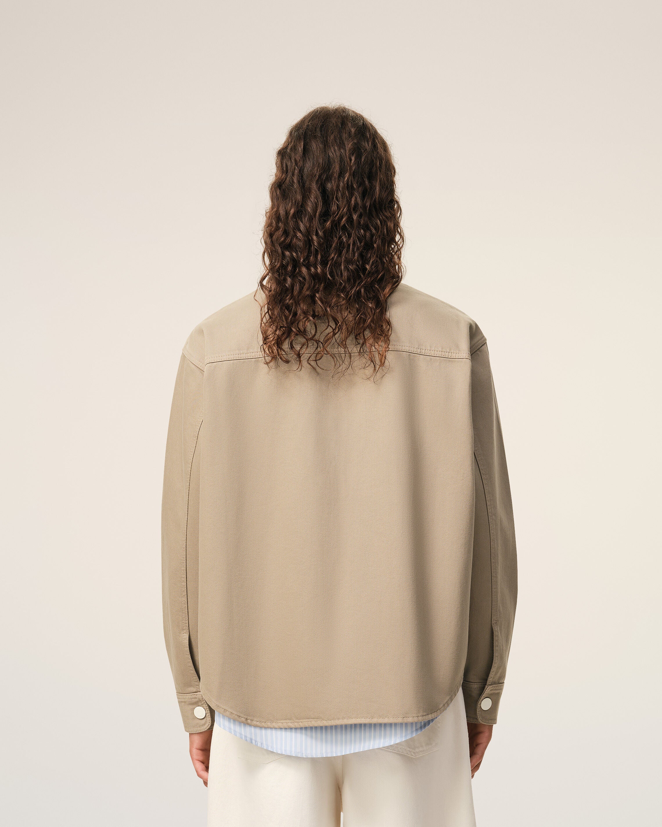 Beige Cotton Knitted Ami De Coeur Overshirt - 5