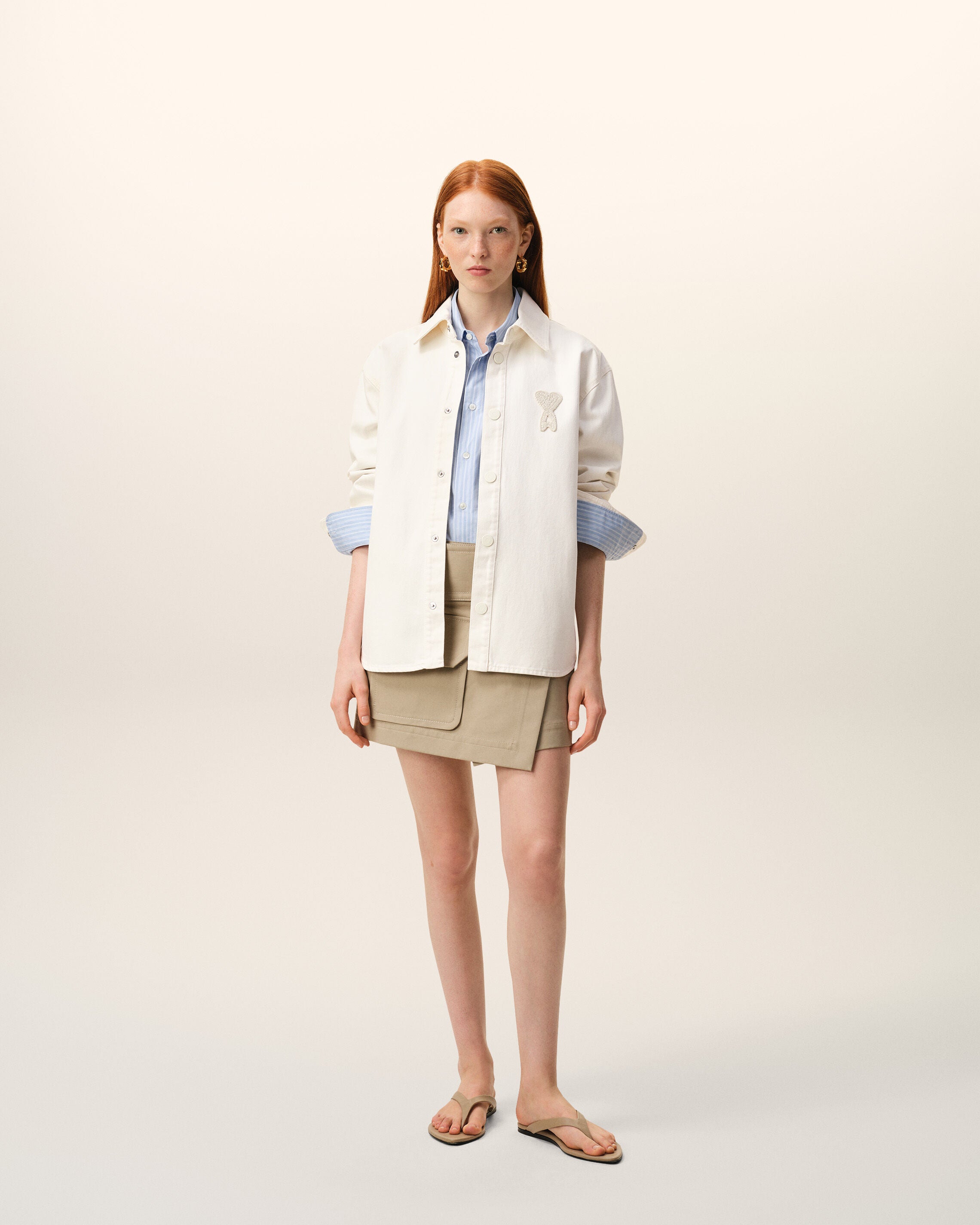 White Cotton Knitted Ami De Coeur Overshirt - 9