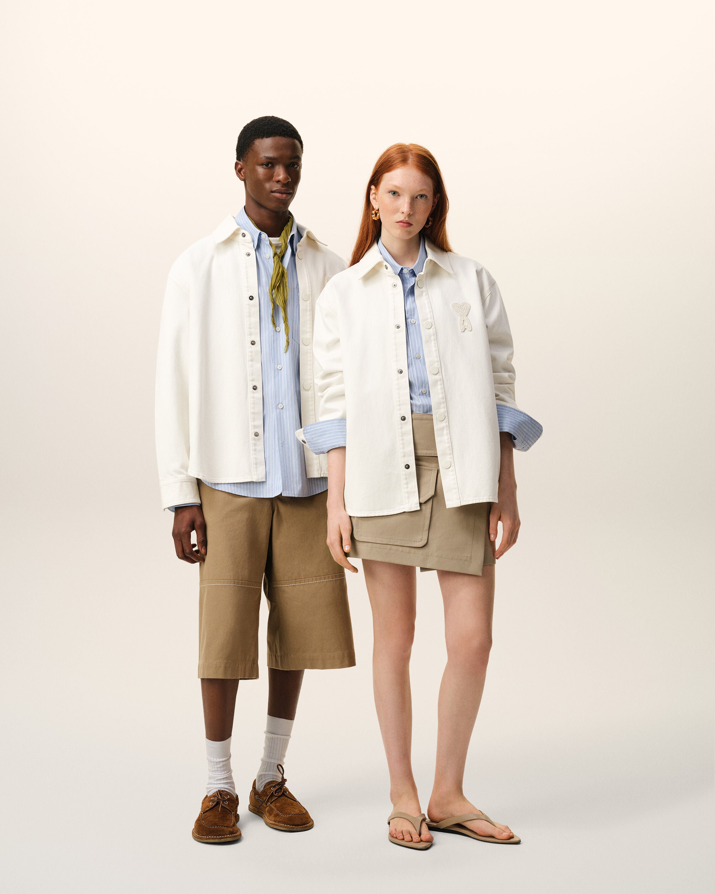 White Cotton Knitted Ami De Coeur Overshirt - 14