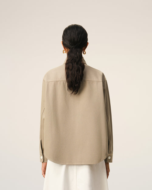 Beige Cotton Knitted Ami De Coeur Overshirt - 11 - Ami Paris