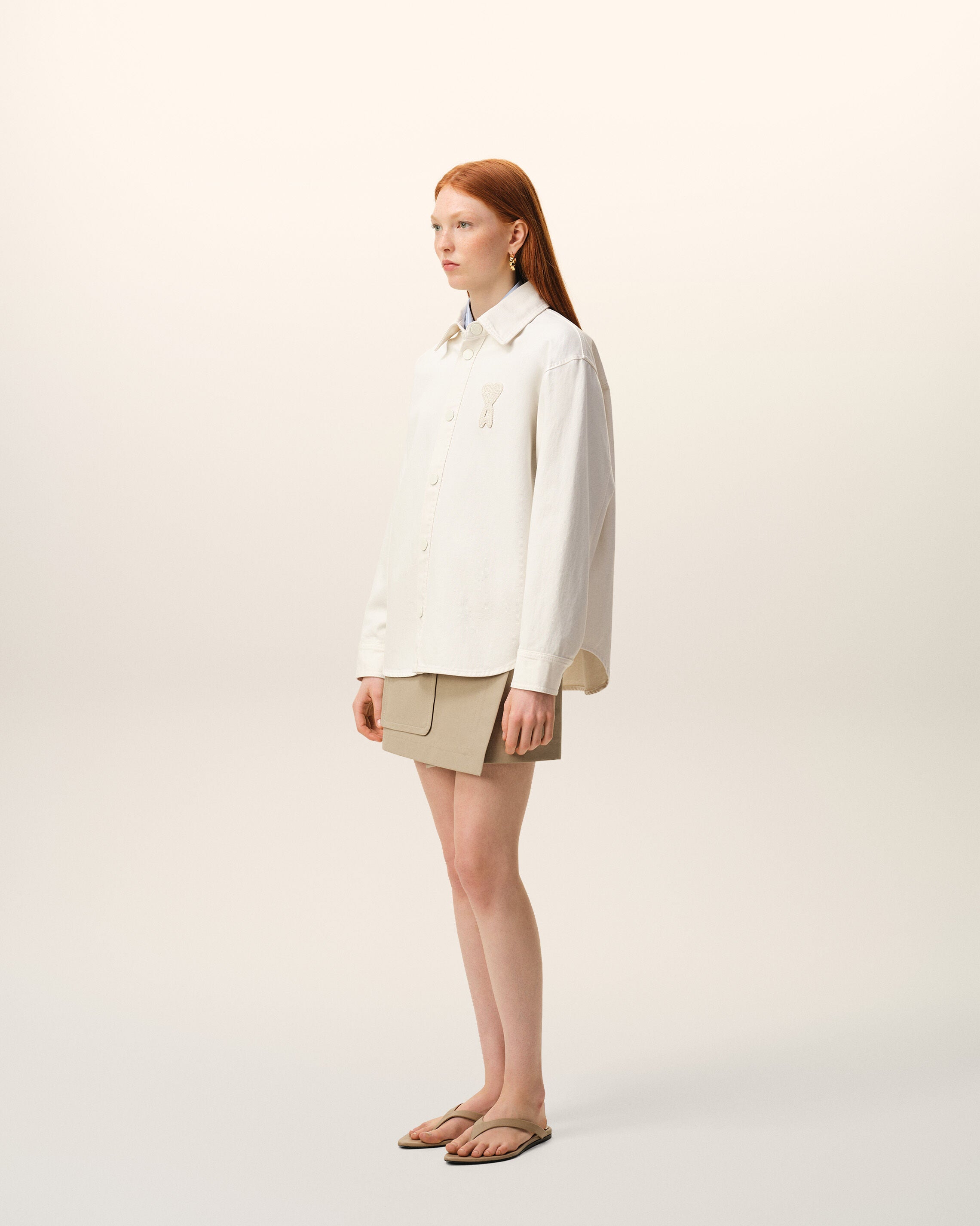 White Cotton Knitted Ami De Coeur Overshirt - 13