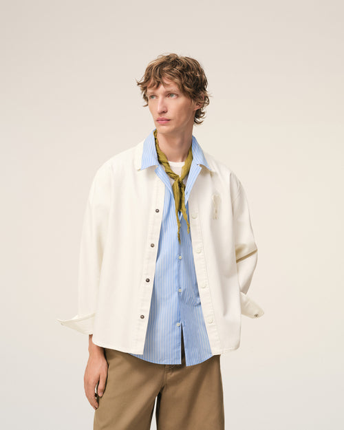 White Cotton Knitted Ami De Coeur Overshirt - 3 - Ami Paris