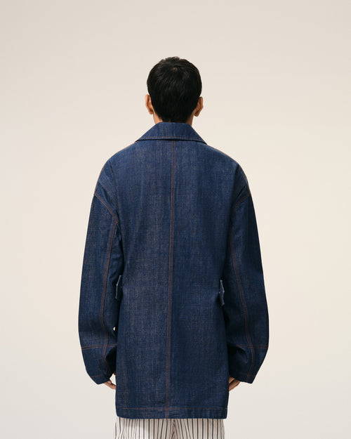 Blue Cotton Ami Paris Heritage Label Worker Jacket - Man - 5 - AMI Paris - Ami Paris