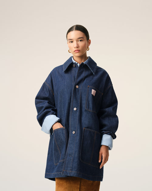 Blue Cotton Ami Paris Heritage Label Worker Jacket - Woman - 9 - AMI Paris - Ami Paris
