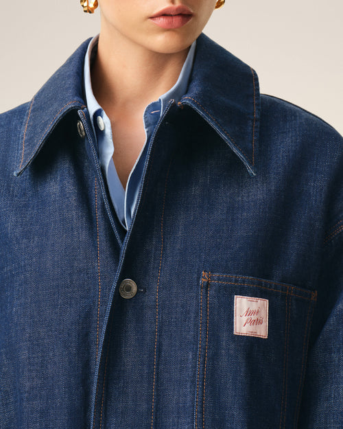 Blue Cotton Ami Paris Heritage Label Worker Jacket - Woman - 10 - AMI Paris - Ami Paris