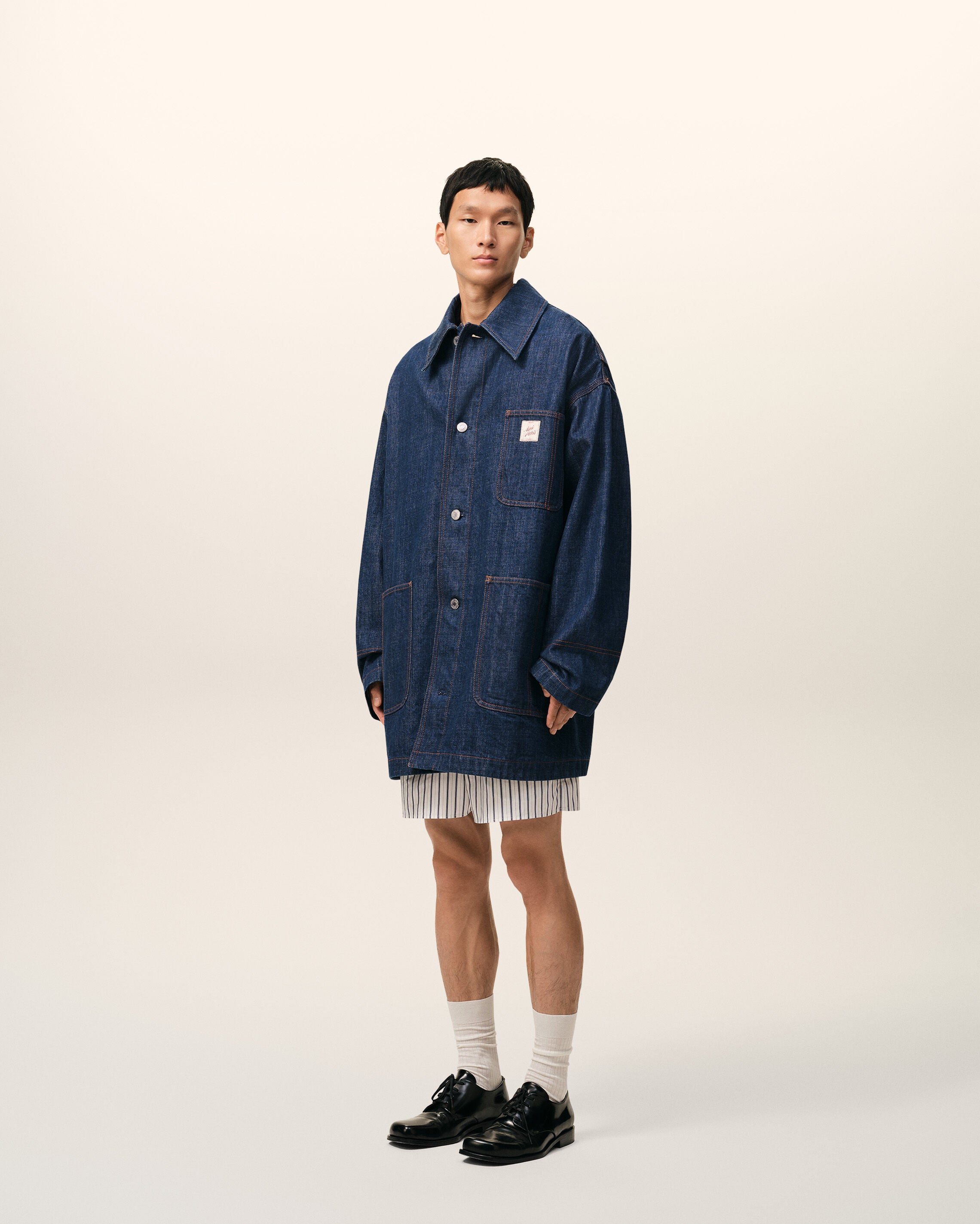 Blue Cotton Ami Paris Heritage Label Worker Jacket - 6