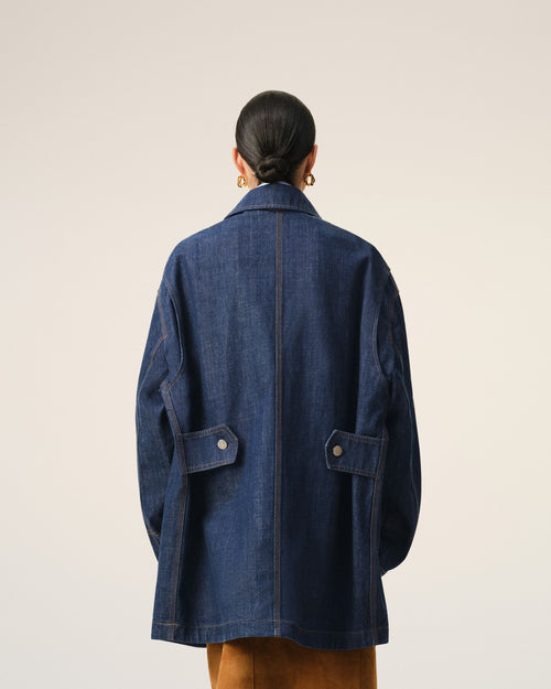Blue Cotton Ami Paris Heritage Label Worker Jacket - Woman - 11 - AMI Paris - Ami Paris