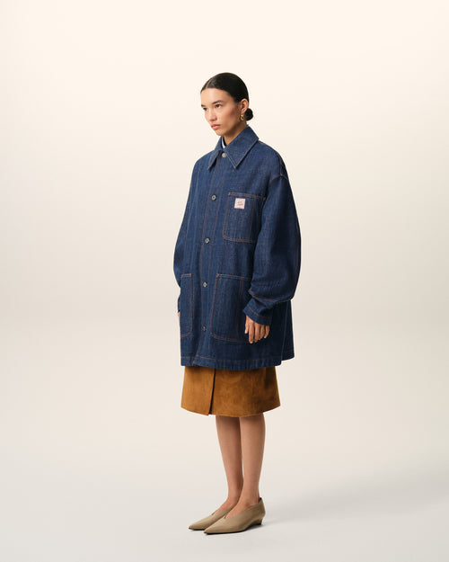 Blue Cotton Ami Paris Heritage Label Worker Jacket - Woman - 12 - AMI Paris - Ami Paris
