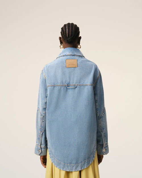 Blue Cotton Ami De Coeur Worker Worker Overshirt - 11 - Ami Paris