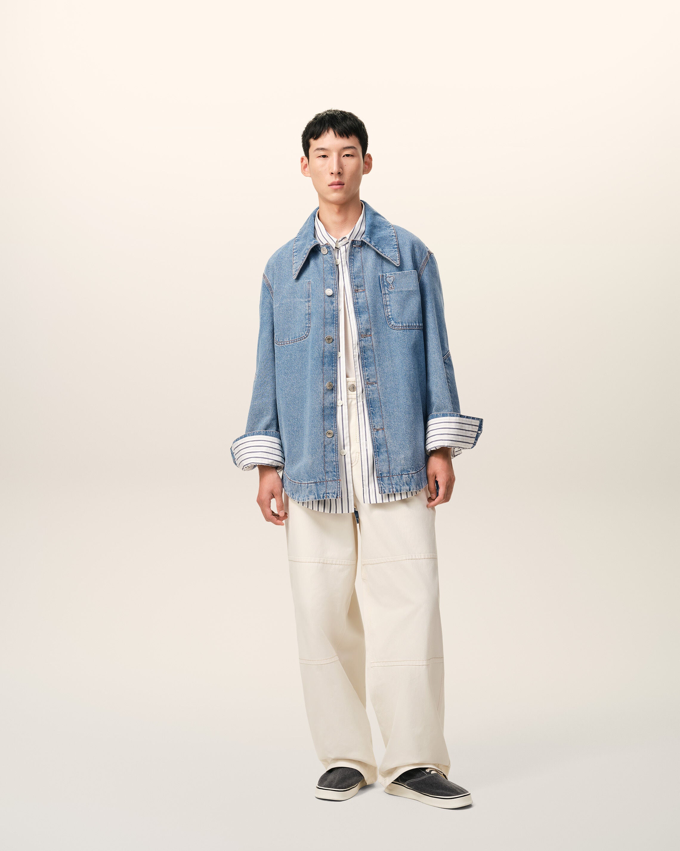 Blue Cotton Ami De Coeur Worker Overshirt - 2
