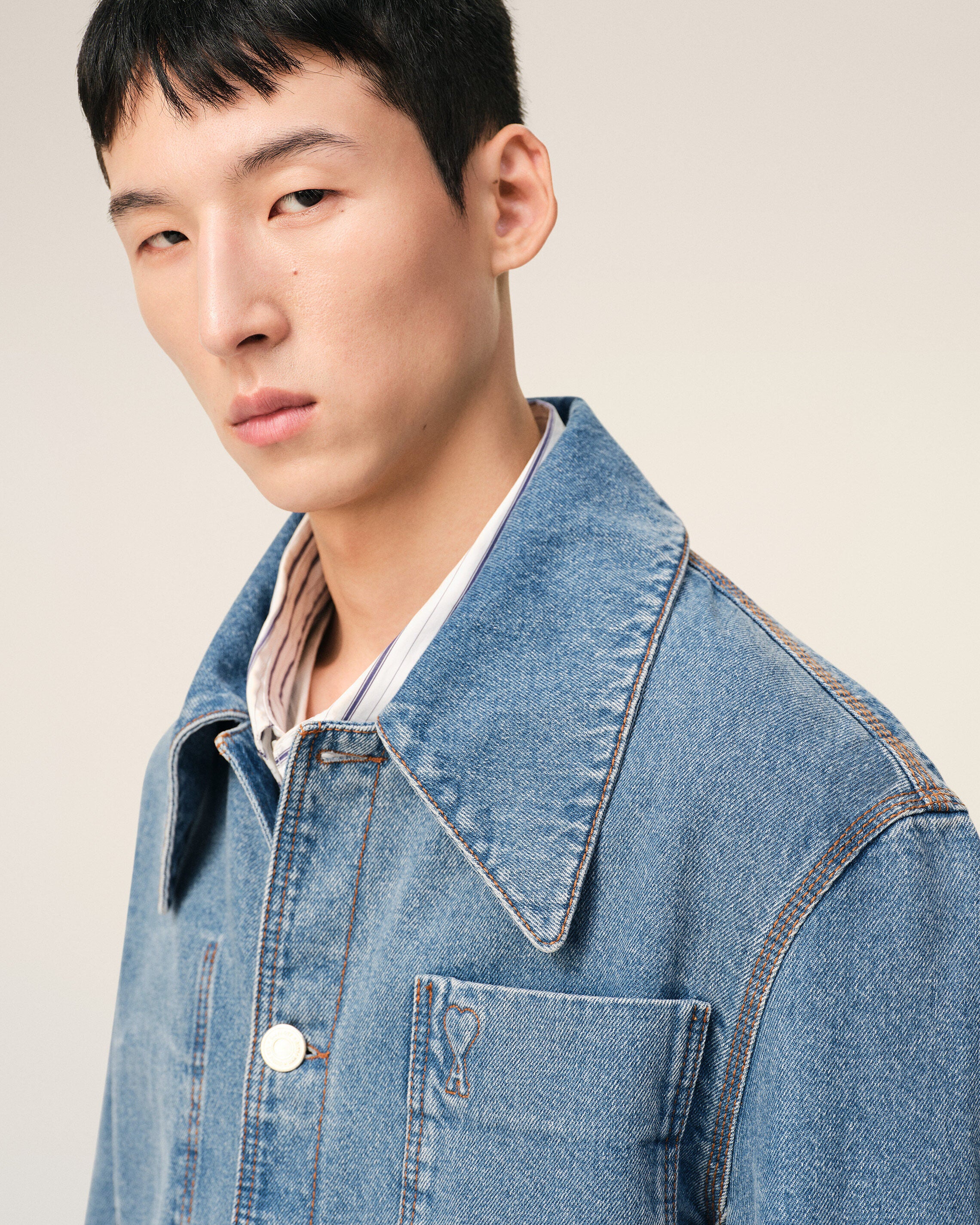 Blue Cotton Ami De Coeur Worker Overshirt - 4