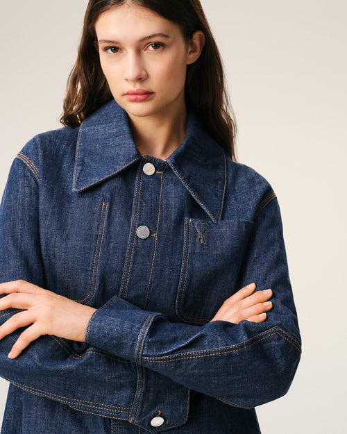 Blue Cotton Ami De Coeur Worker Worker Overshirt - 11 - Ami Paris
