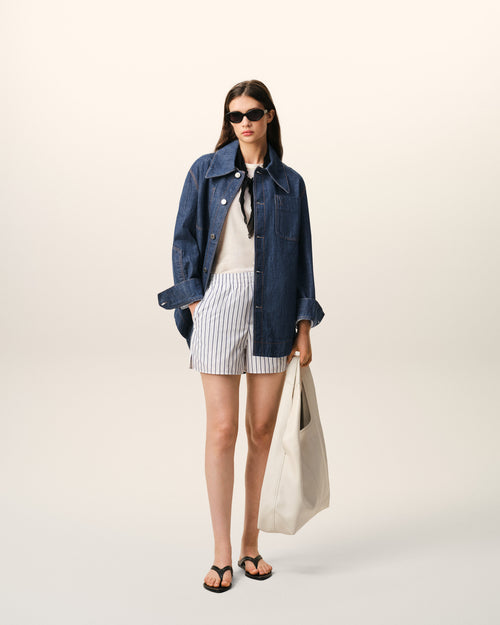 Blue Cotton Ami De Coeur Worker Worker Overshirt - 9 - Ami Paris