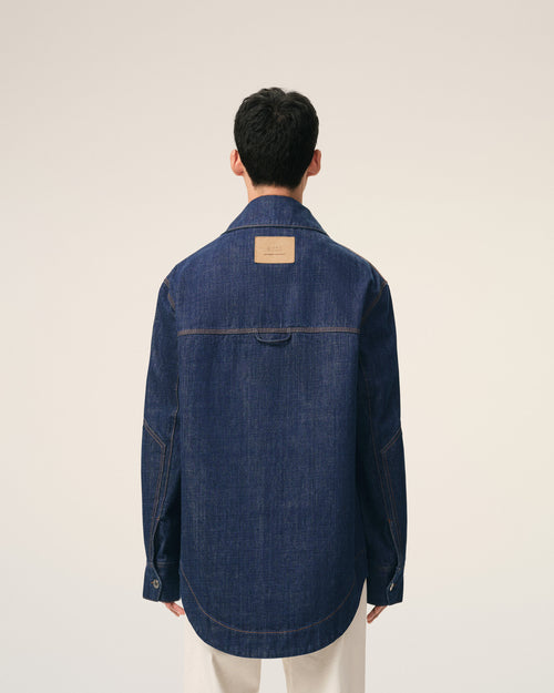 Blue Cotton Ami De Coeur Worker Worker Overshirt - 5 - Ami Paris