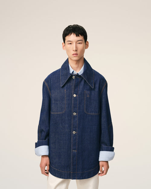 Blue Cotton Ami De Coeur Worker Overshirt - Man - 3 - AMI Paris - Ami Paris