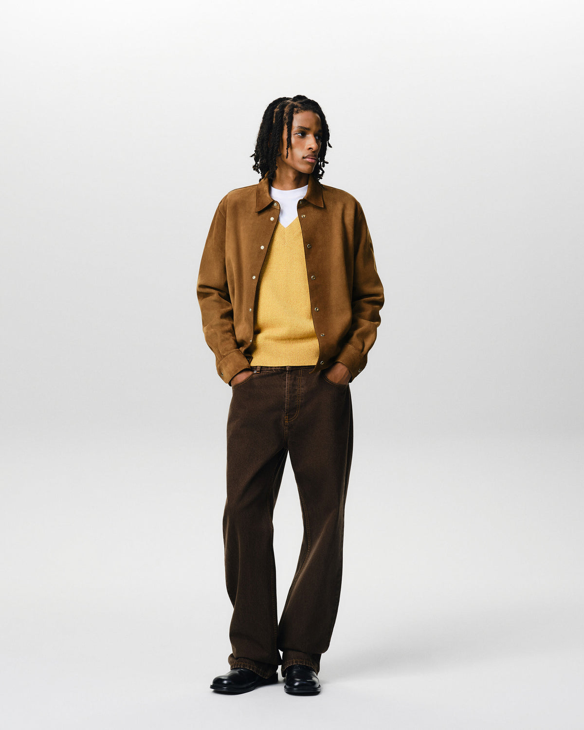 Brown goat leather buttoned overshirt - 2