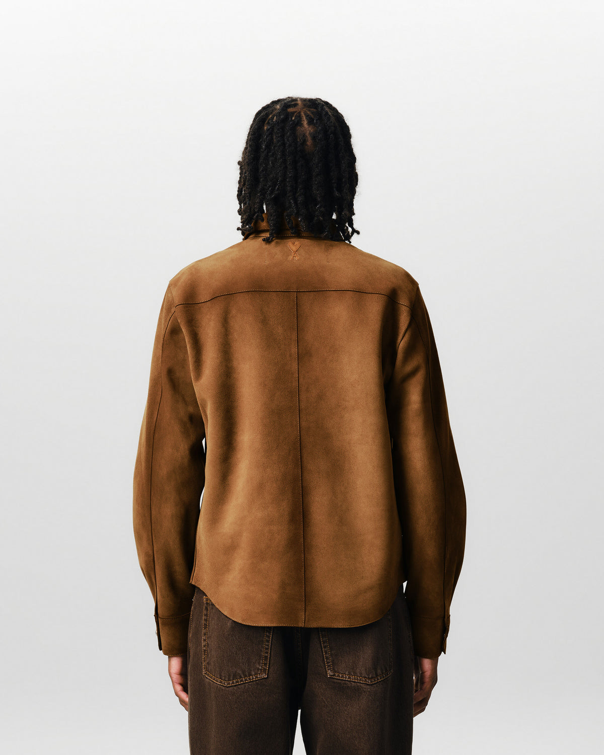 Brown goat leather buttoned overshirt - 5