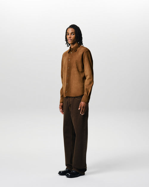 Brown goat leather buttoned overshirt - Man - 6 - AMI Paris - Ami Paris