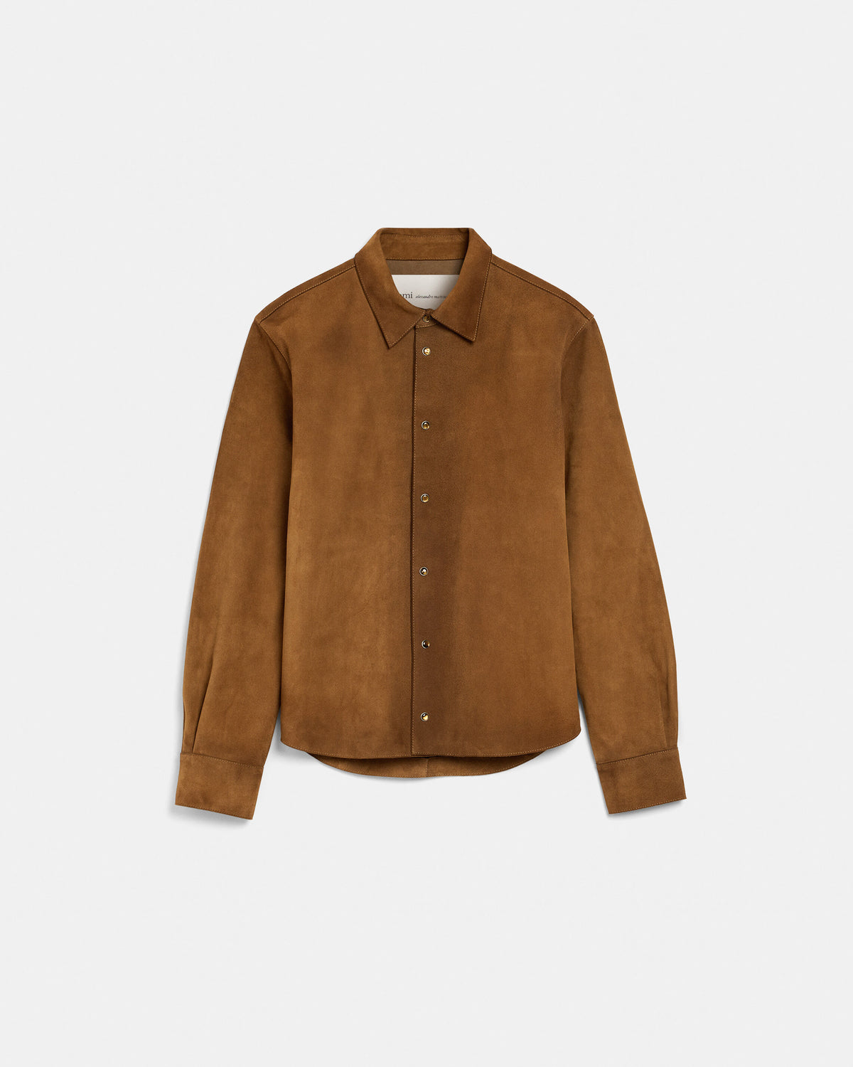 Brown goat leather buttoned overshirt - 7