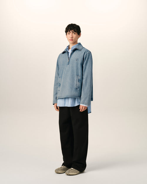 Blue cotton vareuse with Ami de Coeur - Man - 6 - AMI Paris - Ami Paris