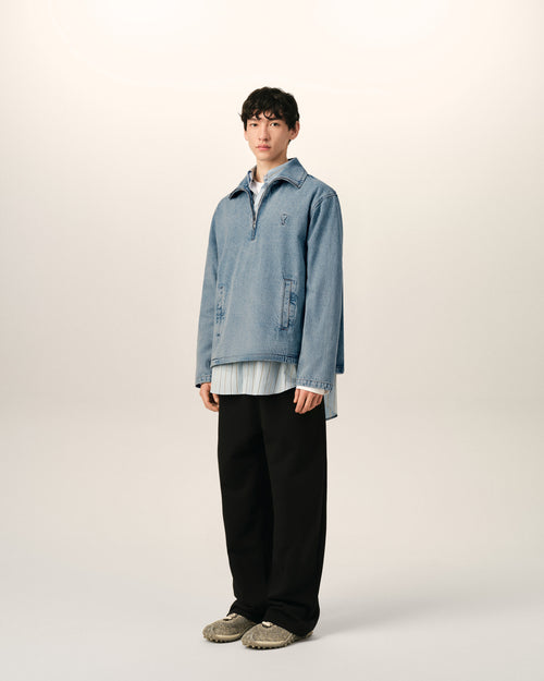 Blue cotton vareuse with Ami de Coeur - Man - 6 - AMI Paris - Ami Paris