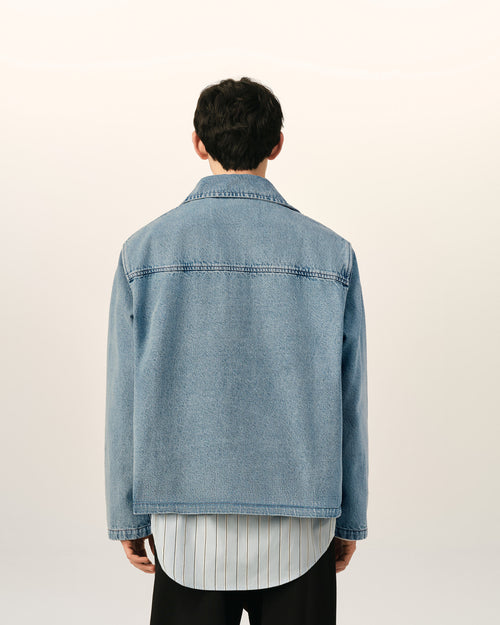Blue cotton vareuse with Ami de Coeur - Man - 5 - AMI Paris - Ami Paris