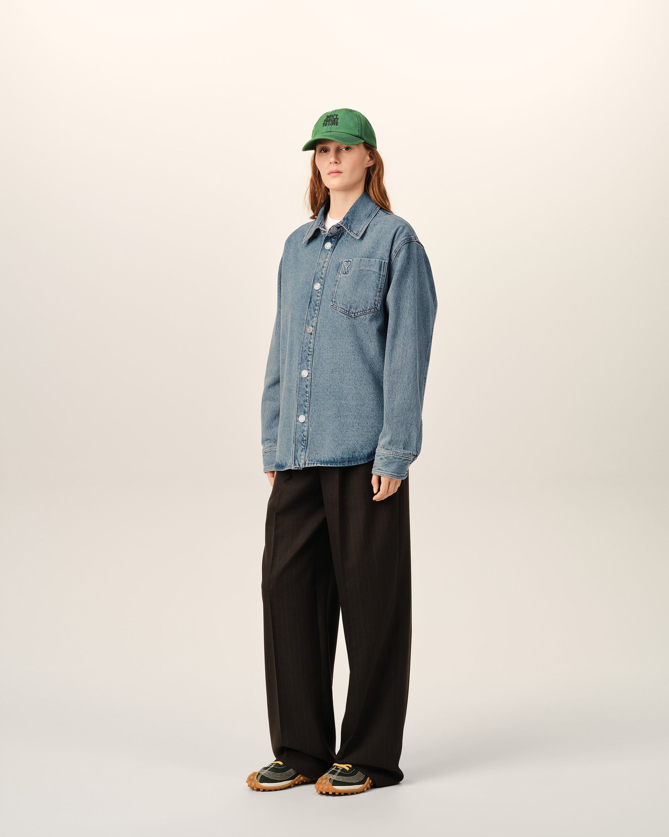 Blue cotton overshirt with Ami de Coeur - 12