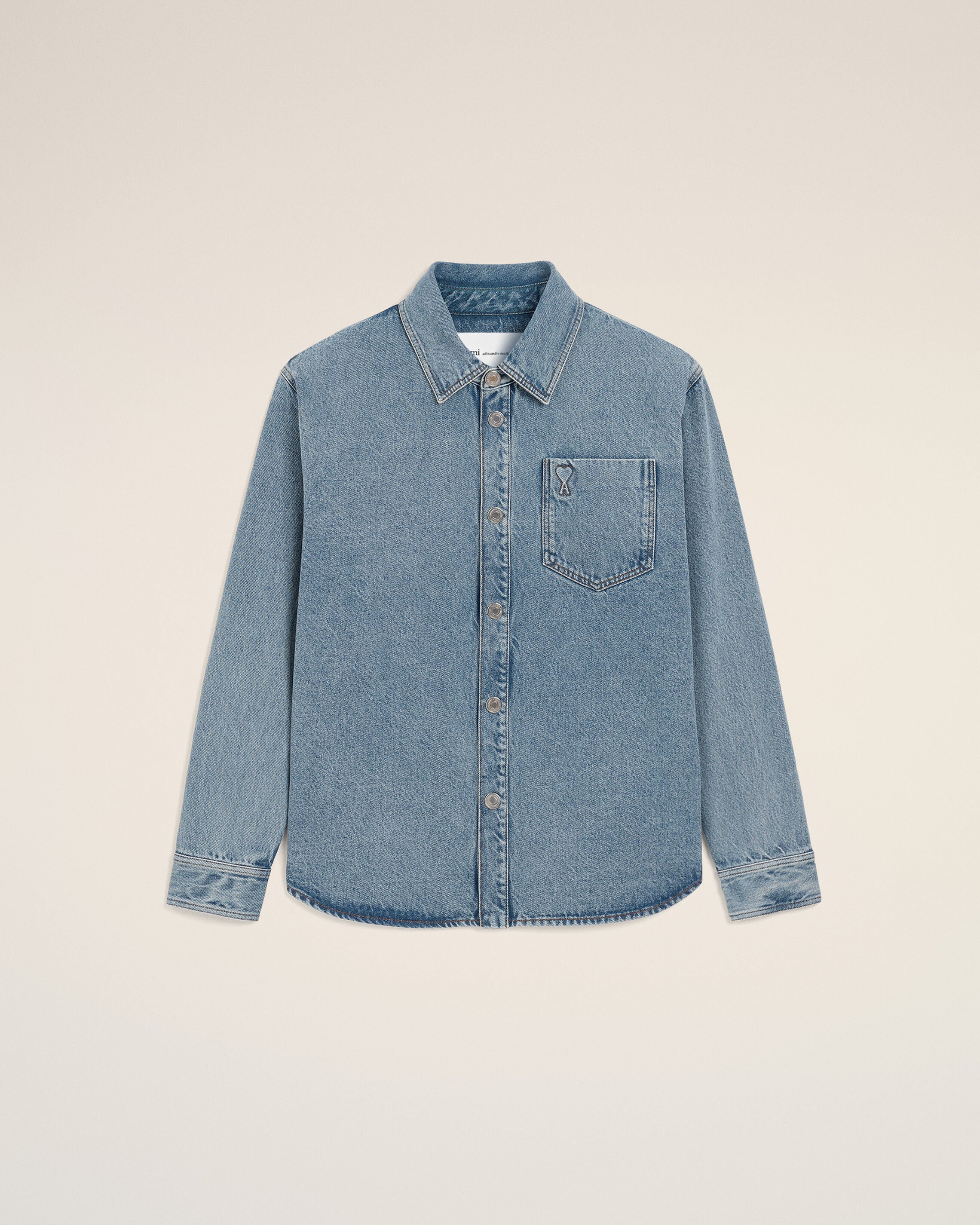 Blue cotton overshirt with Ami de Coeur - 7